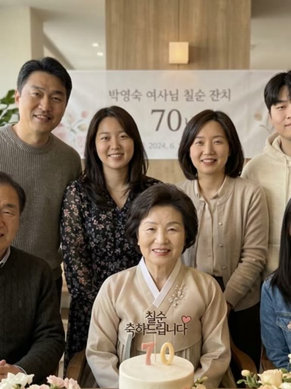 원본 사진: 한복을 입고 웃는 할머니