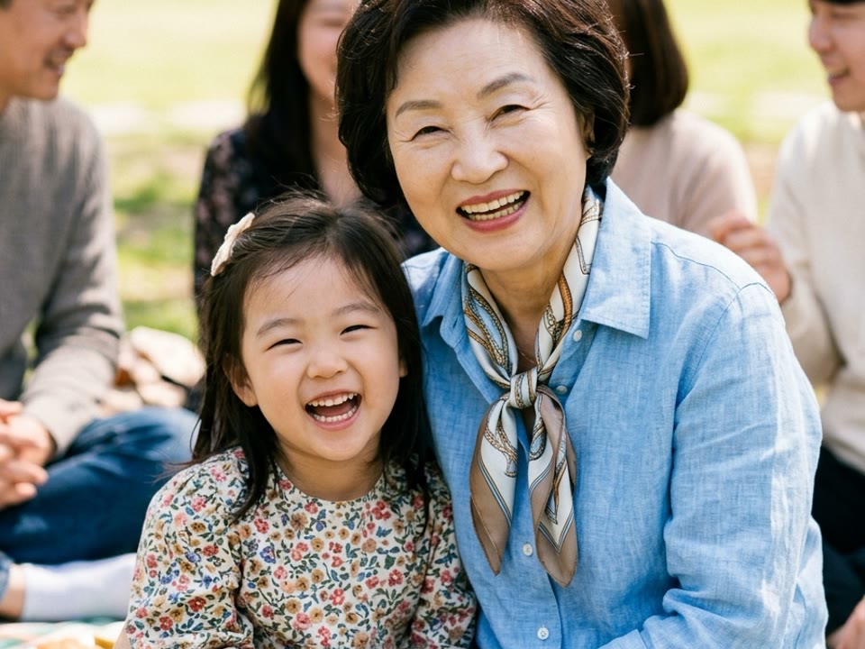 장면 3: 생일 케이크 촛불 앞에서 소원을 비는 모습